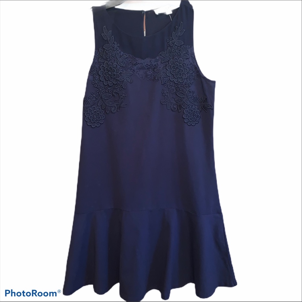 NEW The LOFT | Floral Lace Navy Flippy Dress - Picture 4 of 7